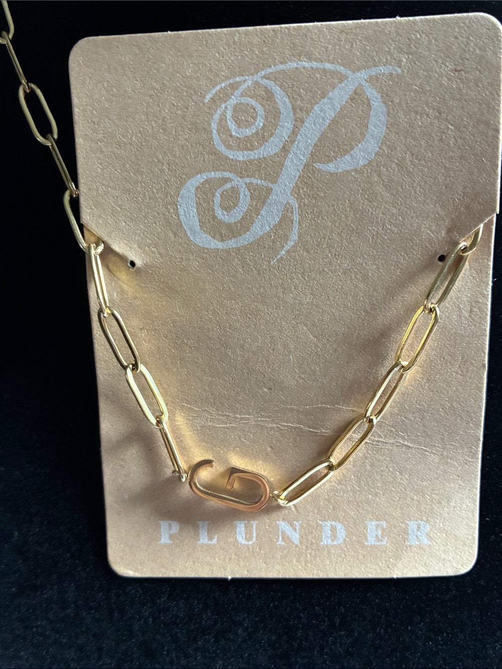 Plunder Gold-tone Paperclip Chain with Initial G